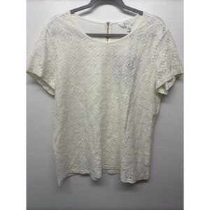 New Market & Spruce Women Stitch Fix Ivory‎ Lace  Top Blouse Shirt Size XL #35